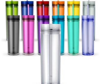16oz Double Wall Acrylic Tumbler with Lid, Straw, and Custom Decal
