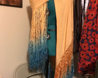 Large silk fringed shawl 1920s or 1930s