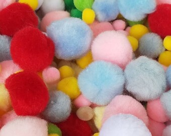 Destash, 700, pom poms, 1/4", 1/2", and 1"