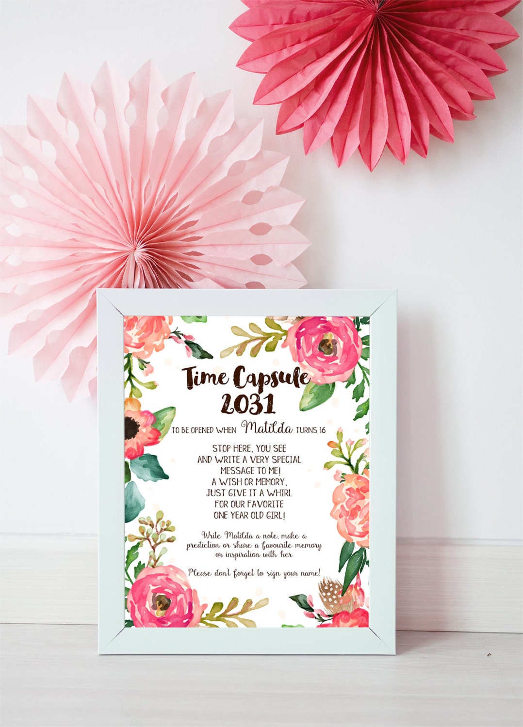 Time Capsule Sign floral baby shower time capsule signfloral