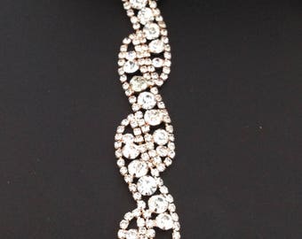 Rose gold rhinestone trim, crystal trim, wedding rhinestone trim, rhinestone chain, bridal trim, yard or wholesale