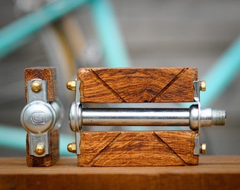 Wooden bicycle pedals custom. For urban bike, single speed, beach cruiser fixie ... Bike parts. wood bike pedal