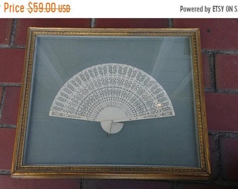 Flash 50% off sale Vintage Framed Chinese Womans Fan Great Details