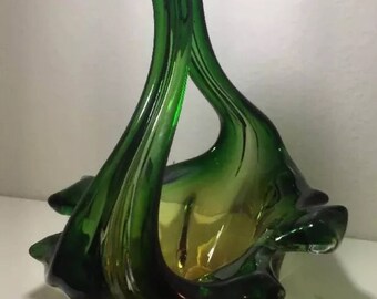 Murano Glass Basket Vintage