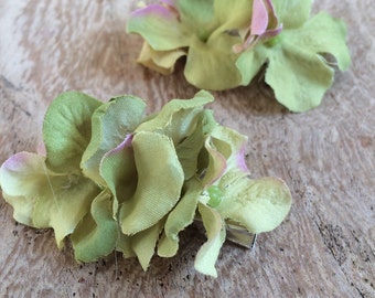 Hair Accessory, Green Hydrangea Hair Clips, Green Hair Clasps, Floral Hair Clip, Flora Clips,