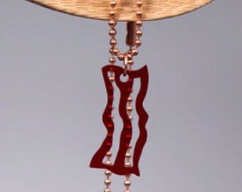 Bacon Necklace, Small Size in See Thru Red Acrylic, Gift for Friend