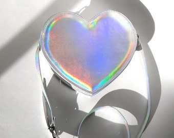Holographic Heart Faux Leather Crossbody Bag (Ready to ship)
