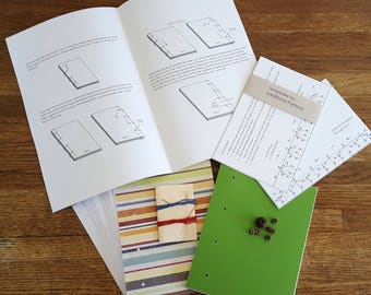 Japanese Side Bound Bookbinding Kit, DIY Journal, Kids Craft Kit, Birthday Party Craft, Make a Book, DIY Notebook, Stab Binding Instructions