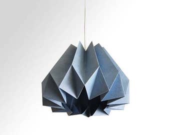 Pumpkin / Origami Paper Lamp Shade - Slate Blue