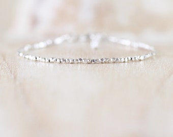 Karen Hill Tribe Fine Silver Bracelet. Sterling Silver Beaded Bracelet. Dainty Stacking Bracelet. Delicate Jewelry. Skinny Bracelet