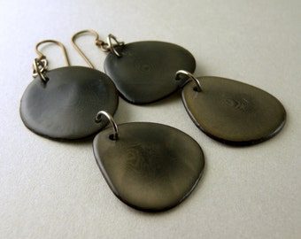 Graphite Gray Ombre Tagua Nut Eco Friendly Earrings with Free USA Shipping #taguanut #ecofriendlyjewelry
