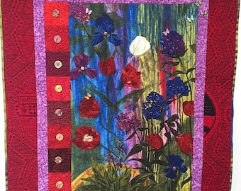 On Sale Give Yourself a Thoughtful Flower 39x47 inch art quilt