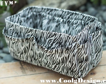 Large Purse ORGANIZER insert, Bag Organizer, Extra Sturdy, Black and White Zebra