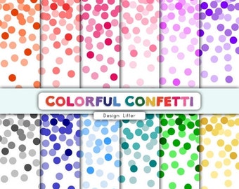 80% Until New Year - Confetti digital paper Confetti clipart Confetti PNG Colorful confetti backgrounds for birthday party and scrapbooking
