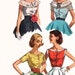 ON SALE Vintage 1950s Scoop Neckline Set of Summer Blouses Sewing Pattern Simplicity 2062 Rockabilly 50s Pattern Sie 14 Bust 34