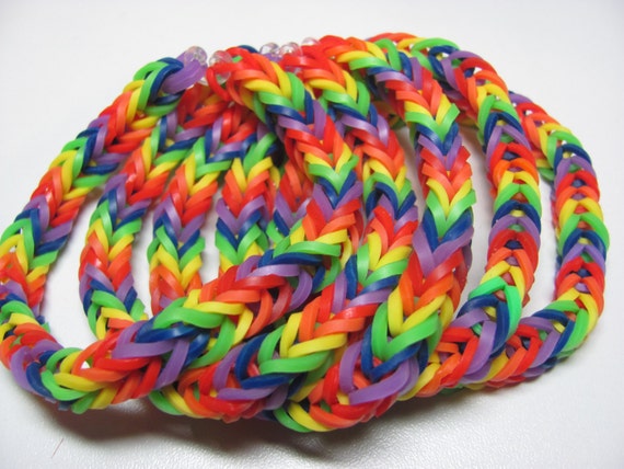LGBT pride Rainbow bracelets Rainbow Loom rubber band stretch