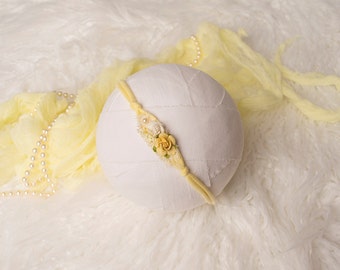 Yellow Newborn Headband, Newborn Tieback, Baby Headband, Baby Tieback