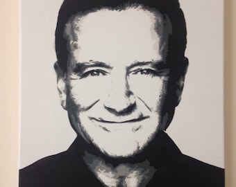 Robin Williams. Spray paint stencil art. 30x40cm canvas