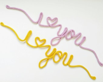 Wire Wall Decor, I Love You Sign, Wire Word Art, Mustard Yellow Decor, Wire Word Wall Art, Wire Sign, Nursery Wall Art,