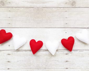 Valentine Banner - Valentine Gift - Red Heart Banner - Heart Bunting - Wedding Garland - Christmas Decoration - Party Decoration - SMALL