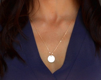 Monogram Large Disk Necklace - Personalized Initial Disc Necklace - Personalized Gold Disc, Pendant Necklace, Personalized Mother's Day Gift