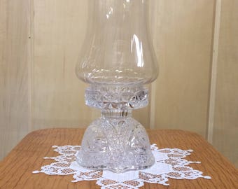 Vintage hurricane lamp, Hofbauer crystal hurricane lamp, The Byrdes Collection, 1980s crystal, vintage crystal hurricane lamp, crystal lamp