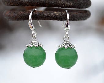 Green aventurine earrings, Aventurine earrings, Aventurine silver earrings, Aventurine drop earrings, Silver earrings aventurine.