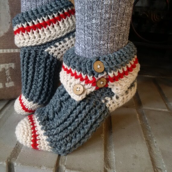 PATTERN ONLY Crochet Sock Monkey Slippers