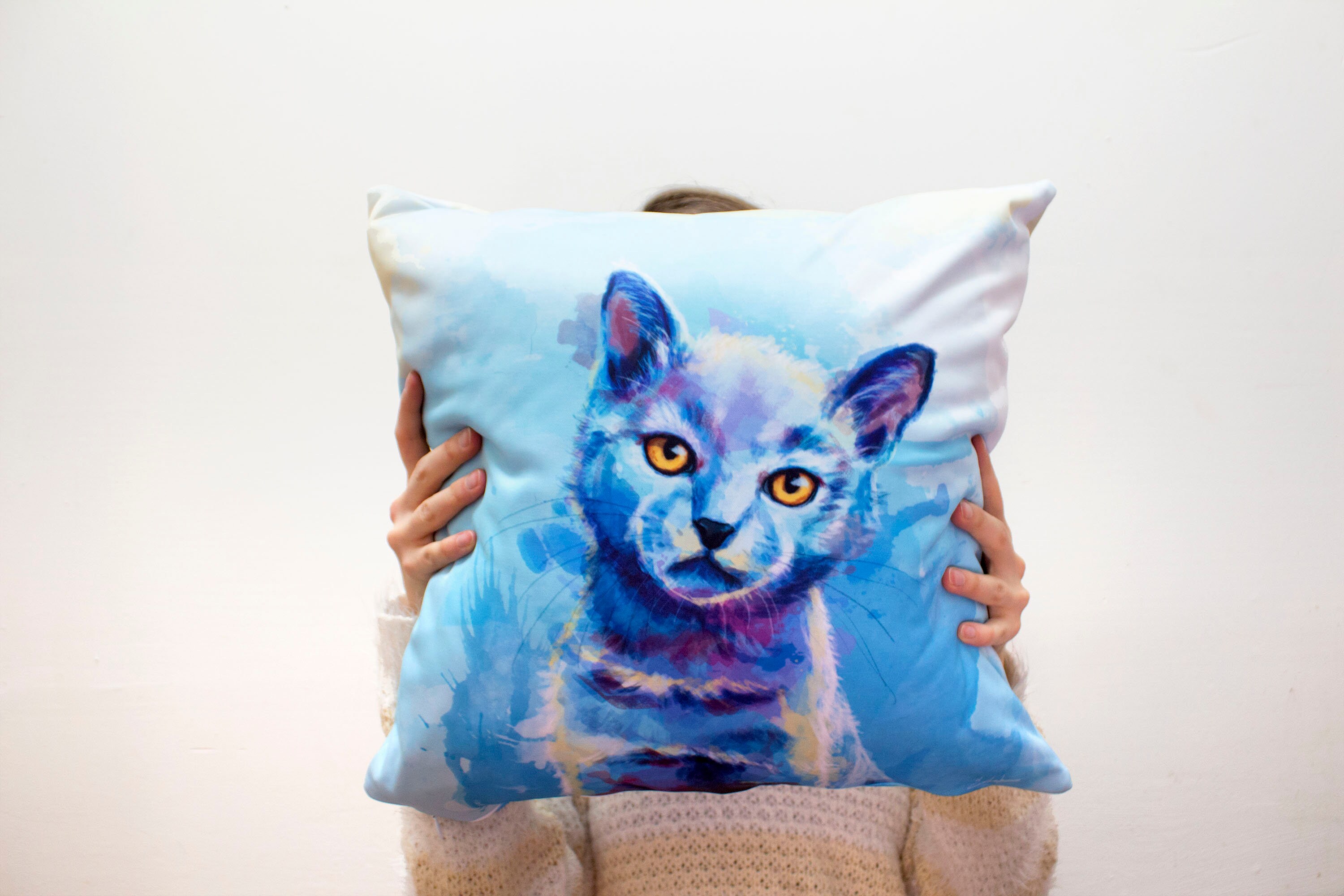 Cat throw pillow cover 18x18 cat pillowcase animal cushion