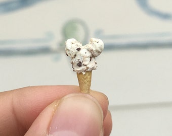 Miniature Dollhouse Mickey scoop Ice Cream Cone in 1:12 scale one inch fake food dessert