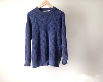heavy 90s GRUNGE slouchy boyfriend NAVY BLUE knit sweater