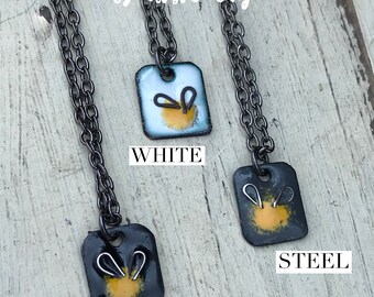Kiln fired Enamel itty bitty Firefly Necklace fireflies