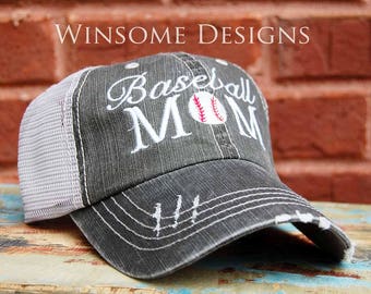 Baseball Mom Cap-Baseball Mom-Baseball Mom Apparel-Baseball Mom Hat-Baseball Mom Caps-Cap for Baseball Moms-Baseball Mom Trucker Hat