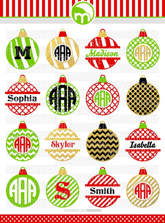 Download Christmas Ornament SVG Cut Files Monogram Frames for Vinyl