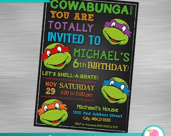 Ninja Turtles Invitation, Turtles Invitation, Teenage Mutant Ninja Turtles Invitation, TMNT Invitation, DIY Ninja Turtles Invitation