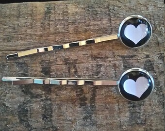 set of 2 hair pins "heart"