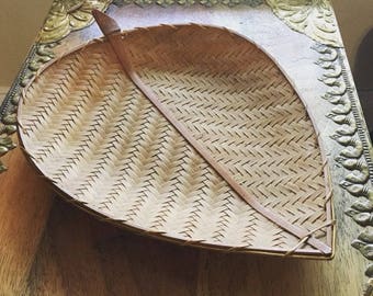 American Handwoven Wooden Leaf Basket