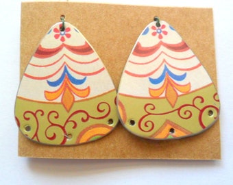 Upcycled Swedish Wish Cookie Tin Earring Findings Pair