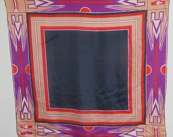Large Geometric Silk Scarf 31" X 32" #100