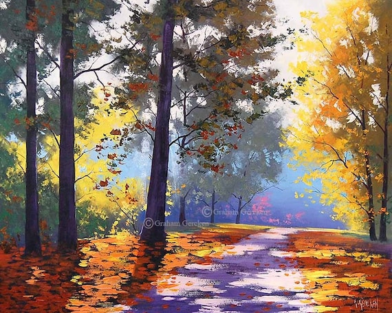 Autumn OIL PAINTING LISTED artist Original Landscape by