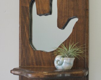 Vintage I Love You Hand Sign Language Mirrored Shelf 1980s