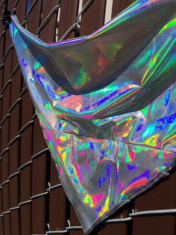 Techno Unicorn: Solid Holographic Silver Bandana w/ Hidden Stash Pocket
