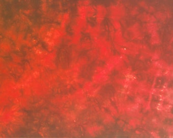 Hand Dyed Cotton in Red Orange with hints of Green and Merlot tones- 1/2 yd