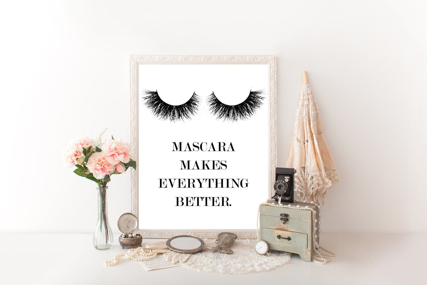 Prints for bathroom Makeup decor Makeup wall art Makeup canvas