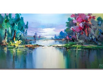 Contemporary wall art Textured Painting Impasto Landscape Palette Knife Painting on Canvas