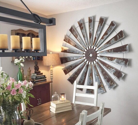 Huge 60 Inch Metal Windmill Wall Art Industrial Farmhouse Huge 60 Inch Metal Windmill Wall Art Industrial Farmhouse