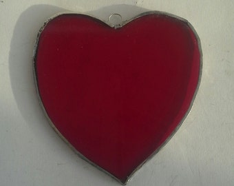 Stained glass red heart suncatcher