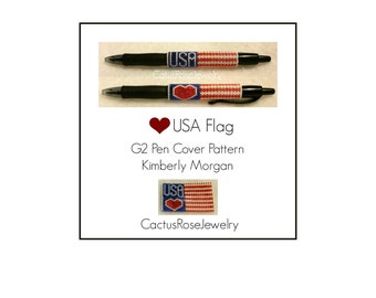 Heart USA Flag G2 Pen Cover Pattern Instant Downloading PDF Patriotic, Flag