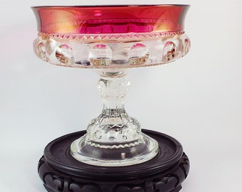 Kings Crown Glass, Thumb Print Glass, Vintage Kings Crown Glass, Thumb Print Kings Crown Glass, Thumb Print Red Glass, Mid Century Glass