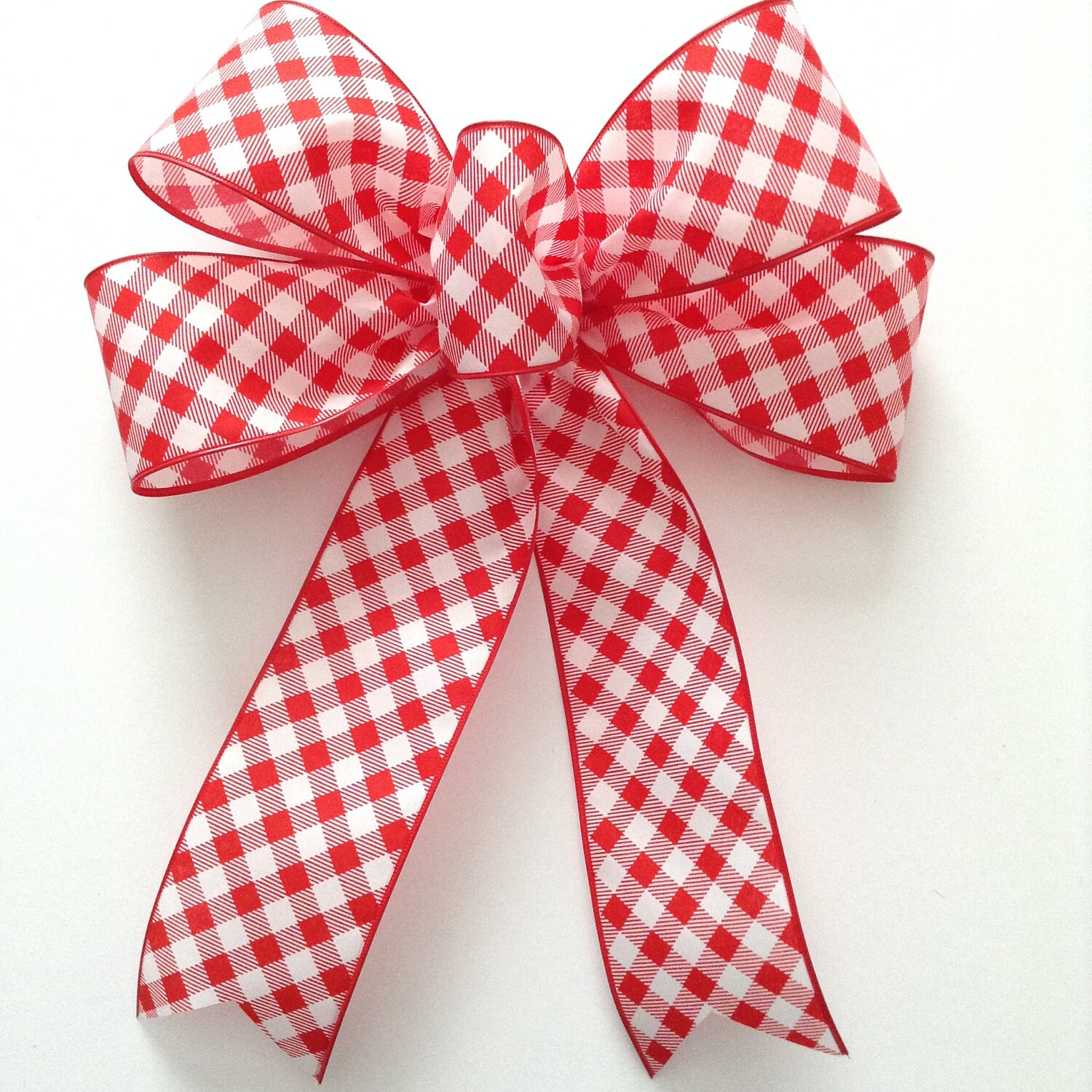 Gingham Red and White Bows / Gingham Check Basketweave